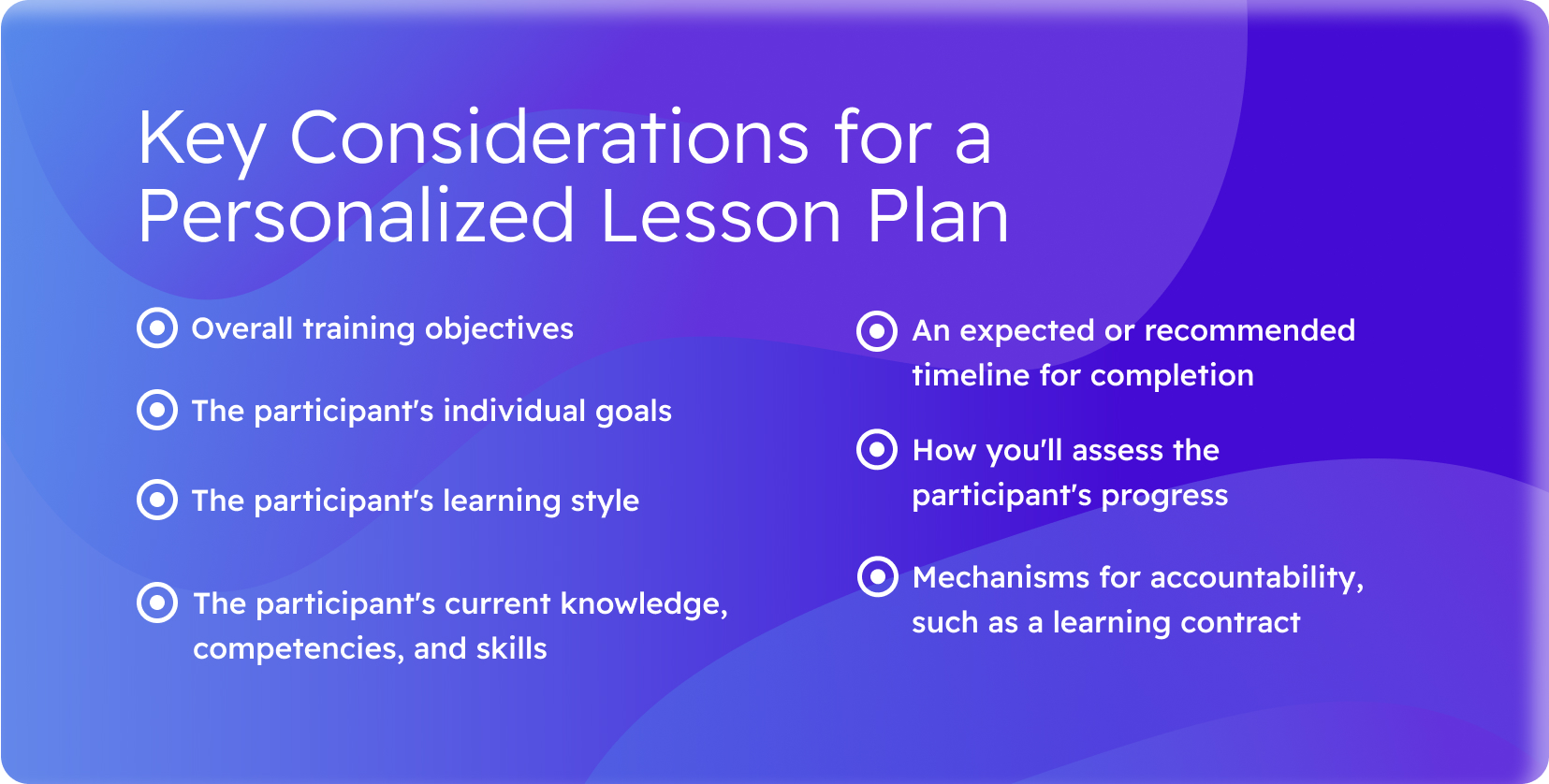 Key considerations for a personalized lesson plan