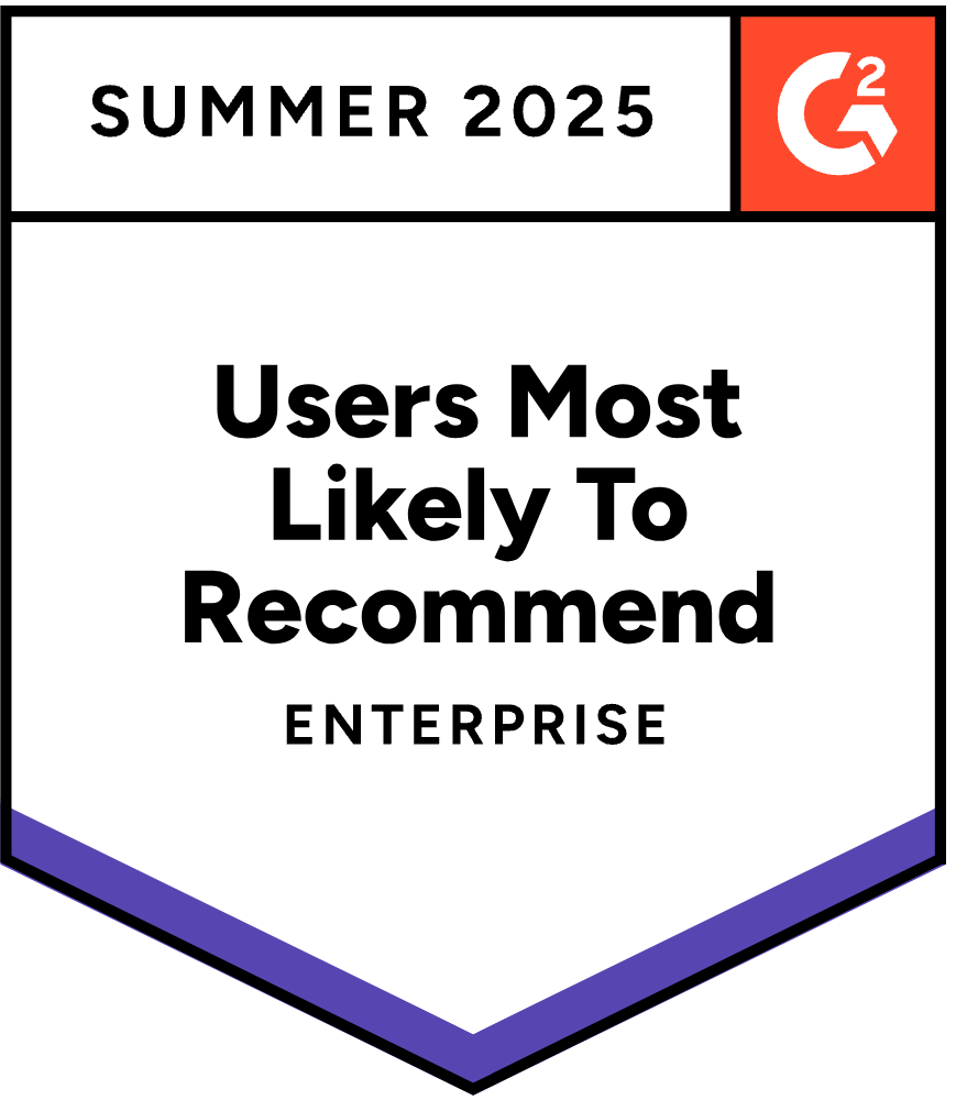 Users most likely to recommend G2 Summer 2025 badge